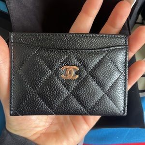 Chanel card holder caviar